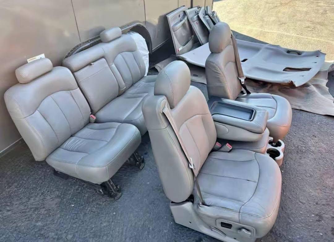 Complete OEM Grey Leather Interior Set w/ Bucket Seats, Rear Bench, and Door Panels (Chevy Silverado)