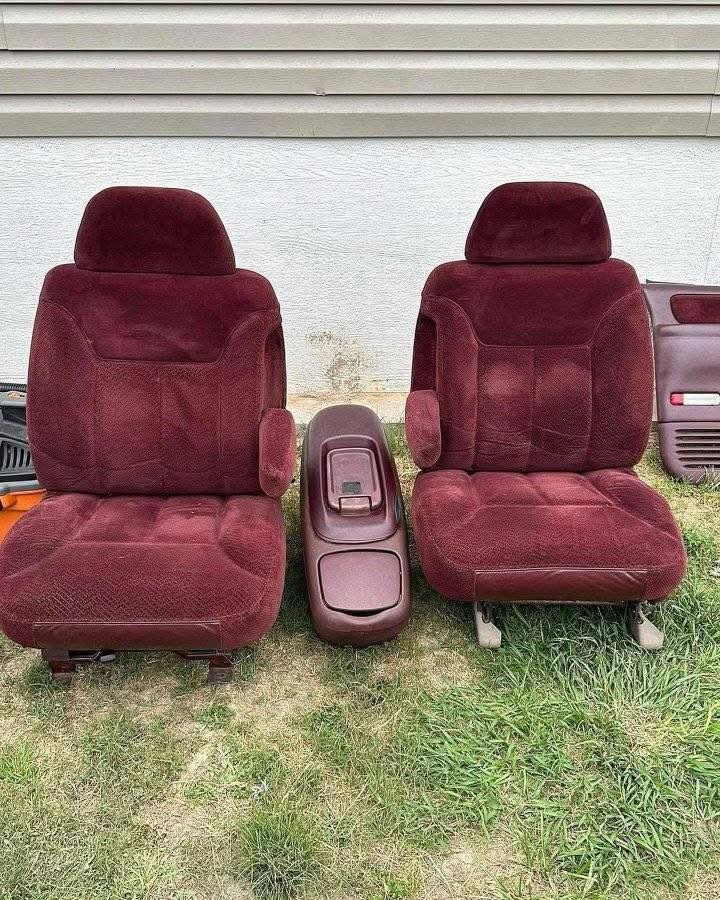 Premium 8/10 Condition Burgundy Velour Interior Package: Bucket Seats, Console, & Door Panels (88-94 OBS)