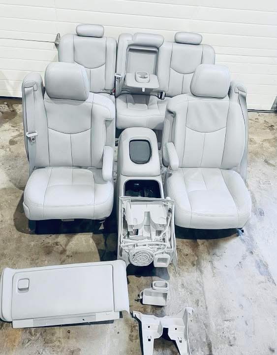 Complete Light Gray Leather Seat Set (Front Buckets, Console, Rear Bench) for 99-06 Silverado/Sierra Crew/Ext. Cab